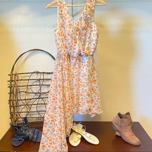L Love Floral Chiffon Hi-Low Flirty Dress Large